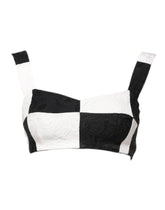 Dolce & Gabbana Black White Cropped Bustier Corset Bra Top